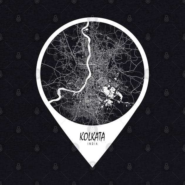 Kolkata, India City Map - Travel Pin by deMAP Studio